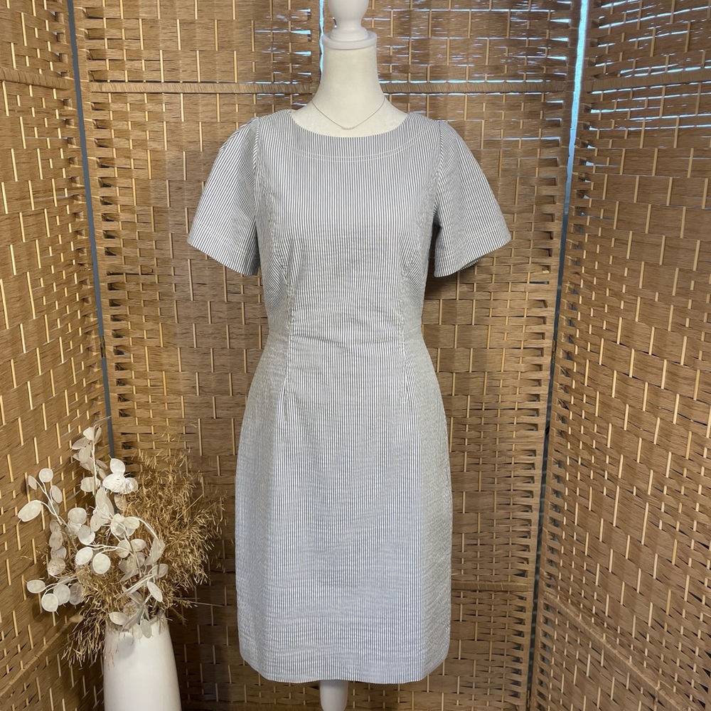 Classic Navy Stripe Women’s A-Line Sheath Dress J Crew Size 4 Like New